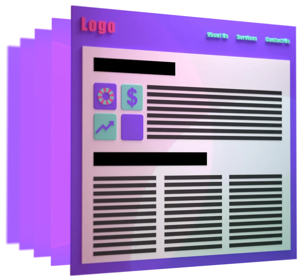 Purple website 3d illustration